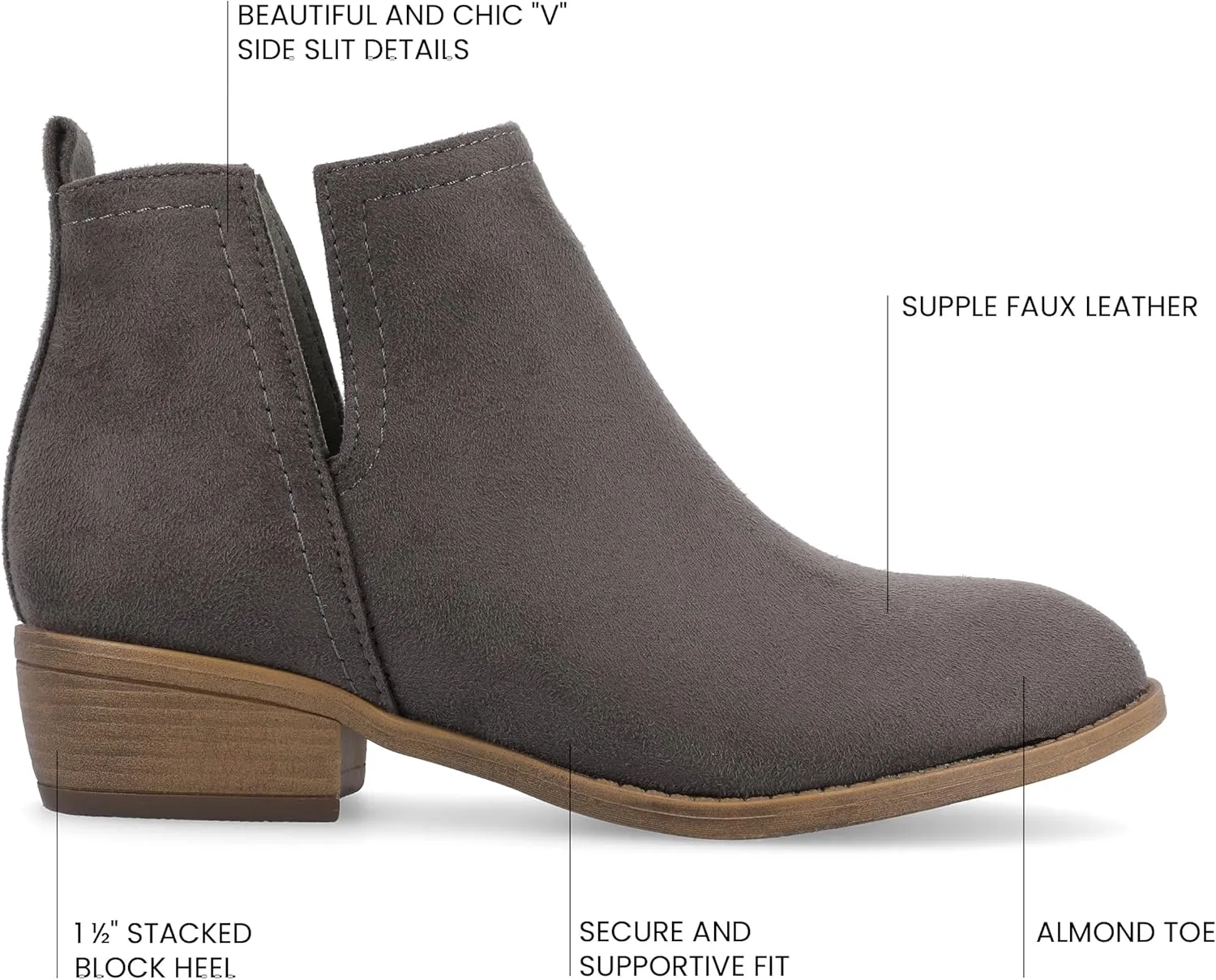 Journee Womens Rimi Pull On Stacked Heel Booties