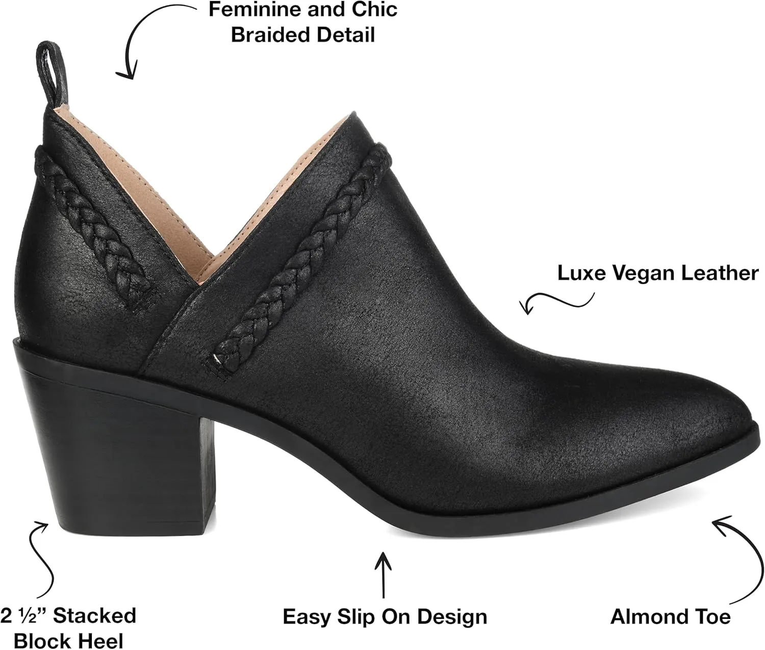 Journee Womens Sophie Pull On Stacked Heel Booties Brown
