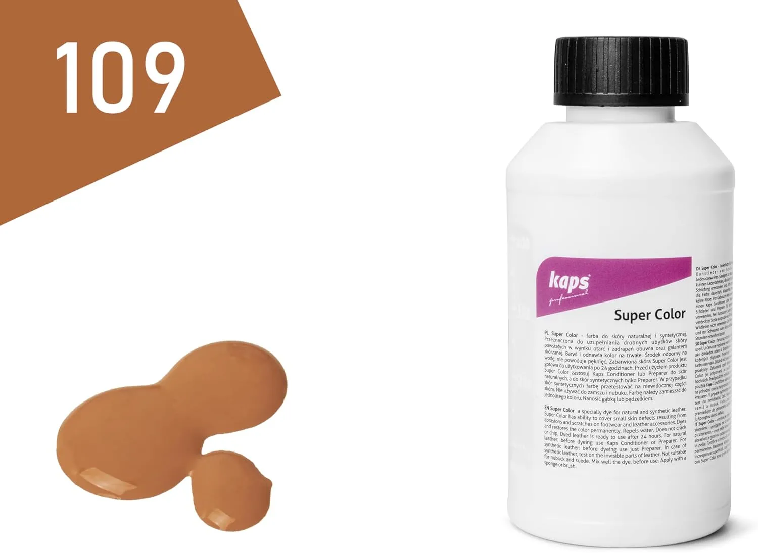 Kaps Dye Paint For Natural and Synthetic Leather Textiles, Super Color, 16.9 fl. Oz.