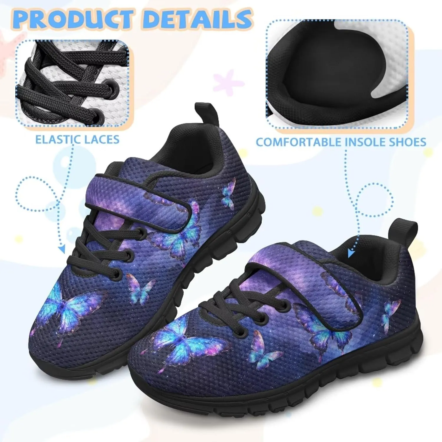 Kids Lightweight Strap Athletic Tennis Shoes Animal Sneakers Breathable Sports Running Walking Shoes for Boys Girls US 11-15