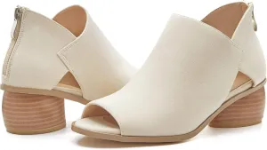 LAICIGO Womens Heeled Sandals Peep Toe Ankle Boots Chunky Heels V Cut Back Zipper Mid Heel Faux Suede Dress Pumps Shoes