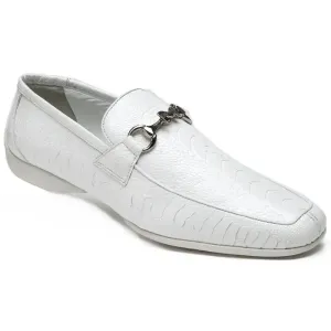 Mauri Tivoli 9249 White All-Over Genuine Ostrich Leg Loafer Shoes