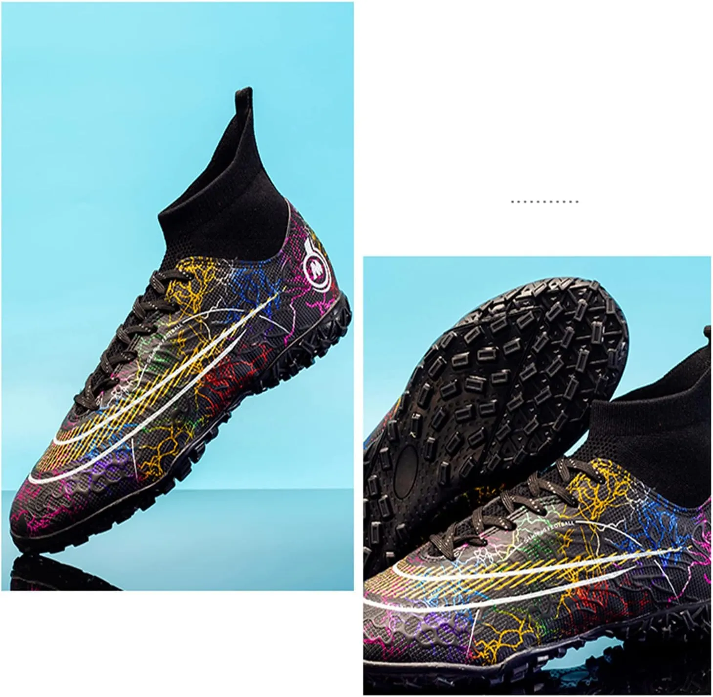 MDPCX Competitive Unisex Soccer Shoes Men Women Indoor Outdoor Football Boots Athletic Turf Mundial Team Cleat Running Sports Lightweight Breathable Anti-Skid Damping Shoes