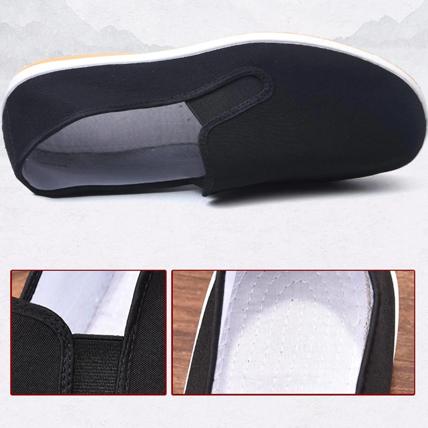 Mens Chinese Traditional Kung Kung Fu Tai Chi Canvas Shoes, Traditional Anti-Slip Rubber Sole Arts Shoes, Sweat-Absorbent Non-Slip and Wear-Resistant, for Hip-Hop, Parkour, Taekwondo
