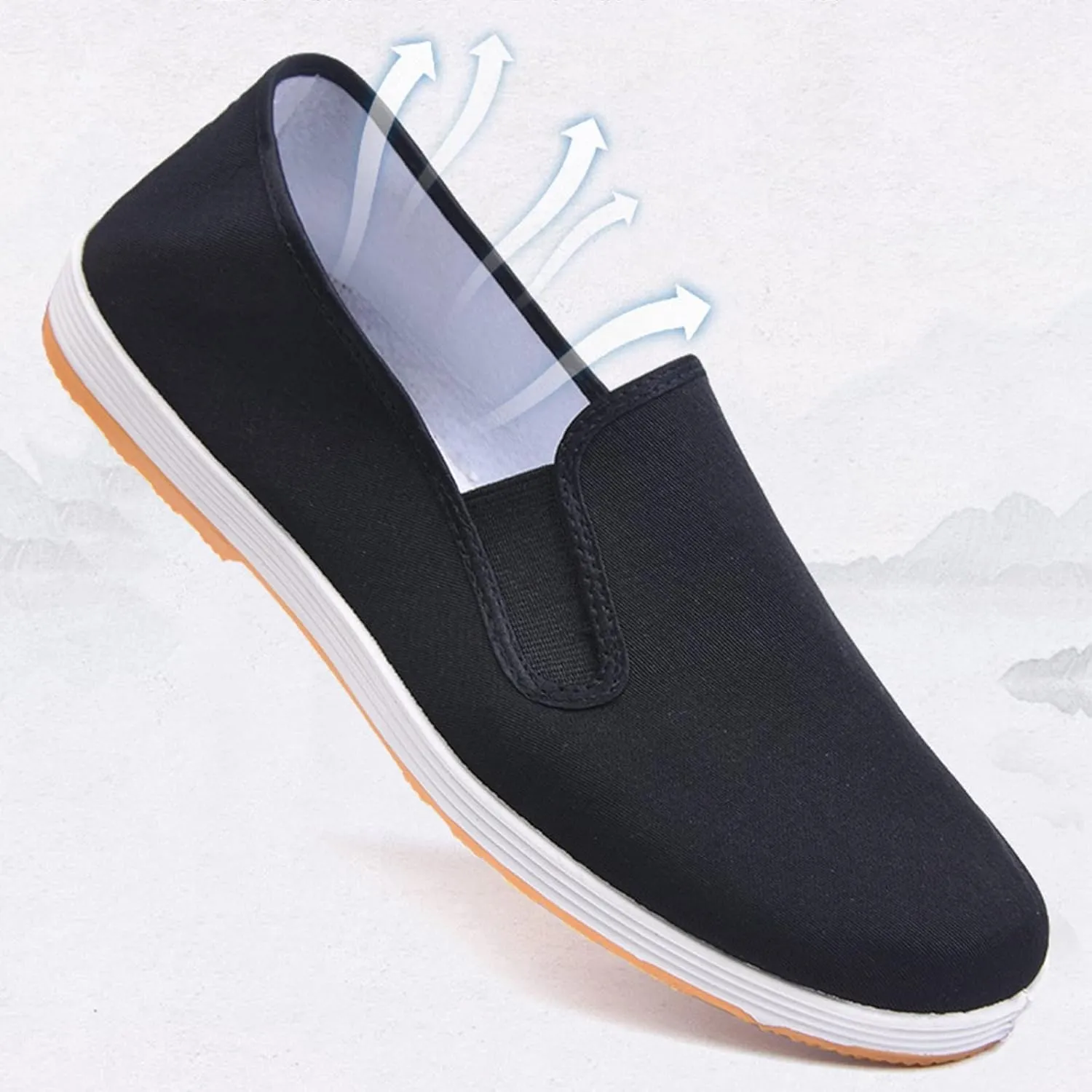 Mens Chinese Traditional Kung Kung Fu Tai Chi Canvas Shoes, Traditional Anti-Slip Rubber Sole Arts Shoes, Sweat-Absorbent Non-Slip and Wear-Resistant, for Hip-Hop, Parkour, Taekwondo