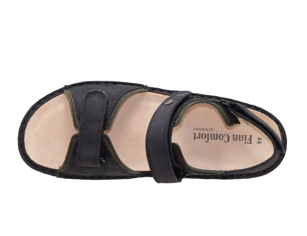 Mens Finnamic Yuma Schwarz Olive Sandals