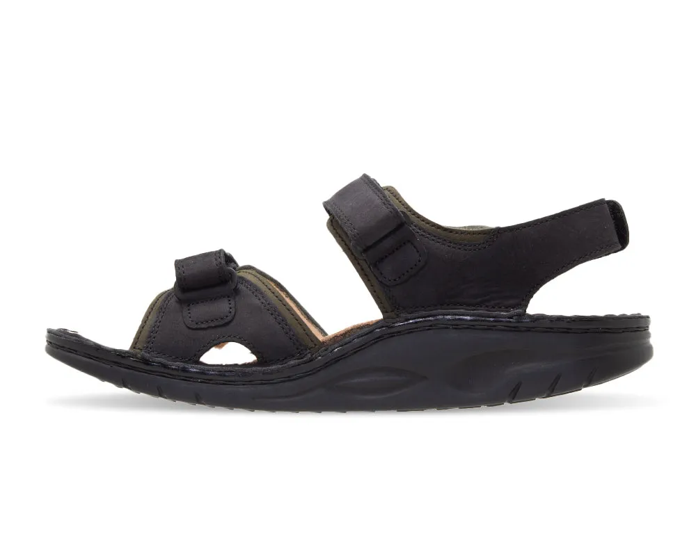 Mens Finnamic Yuma Schwarz Olive Sandals