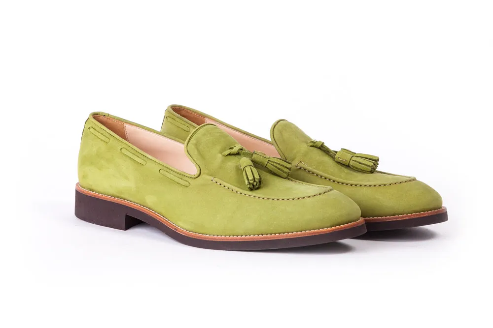 Men's Green & Tan Accented Tassel Loafer with Brown Sole (EX-163)