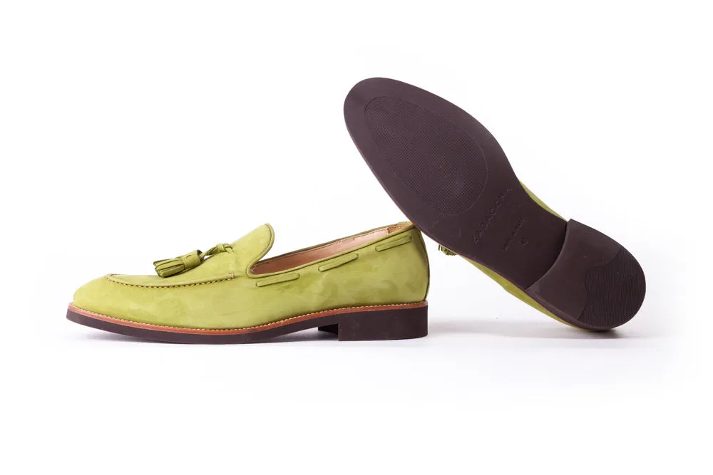 Men's Green & Tan Accented Tassel Loafer with Brown Sole (EX-163)