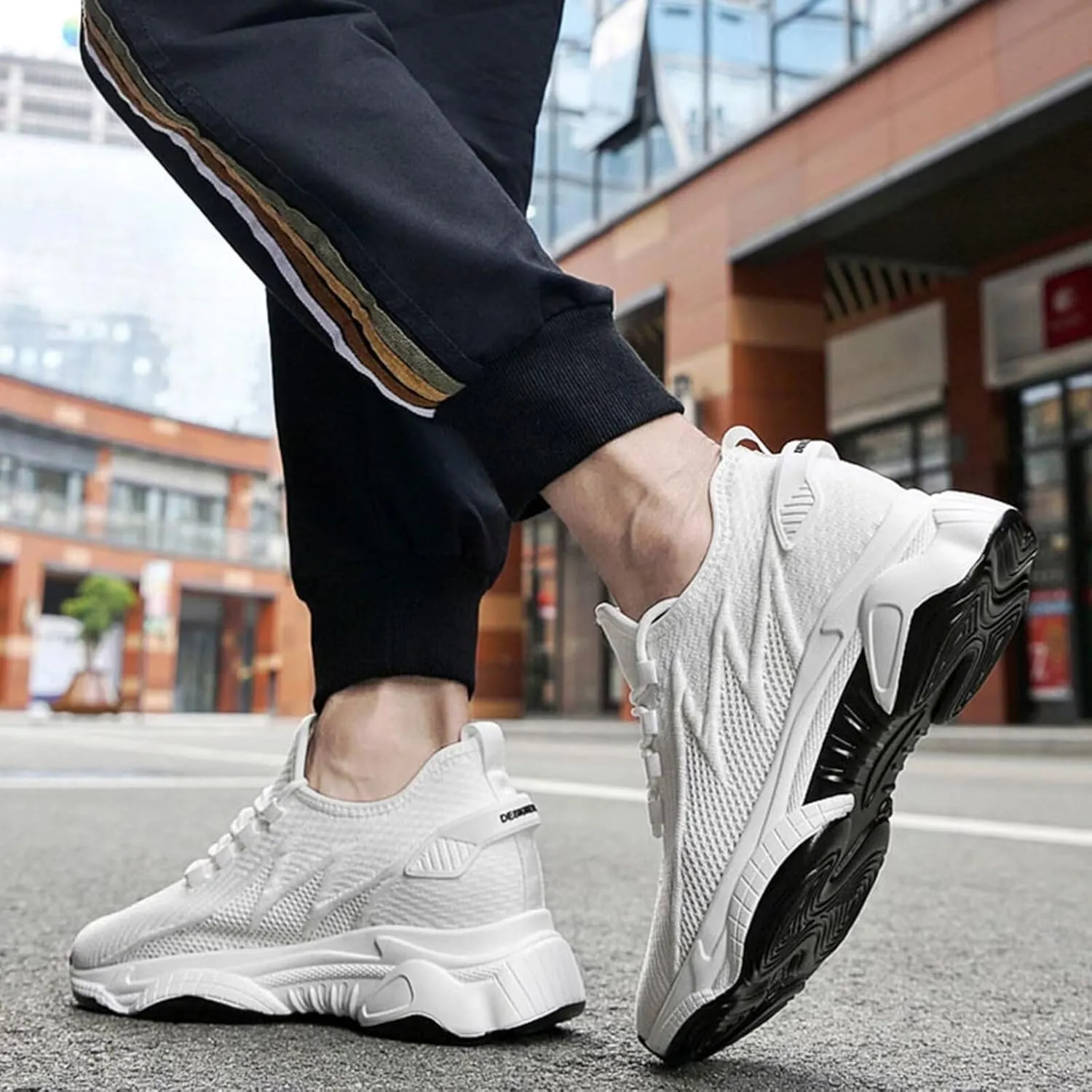 Men's Invisible Height Increasing Elevator Shoes 2.36" Height-Boosting Fashion Casual Sneakers Lace up Fashion Dress Sneakers Breathable Athletic Shoes