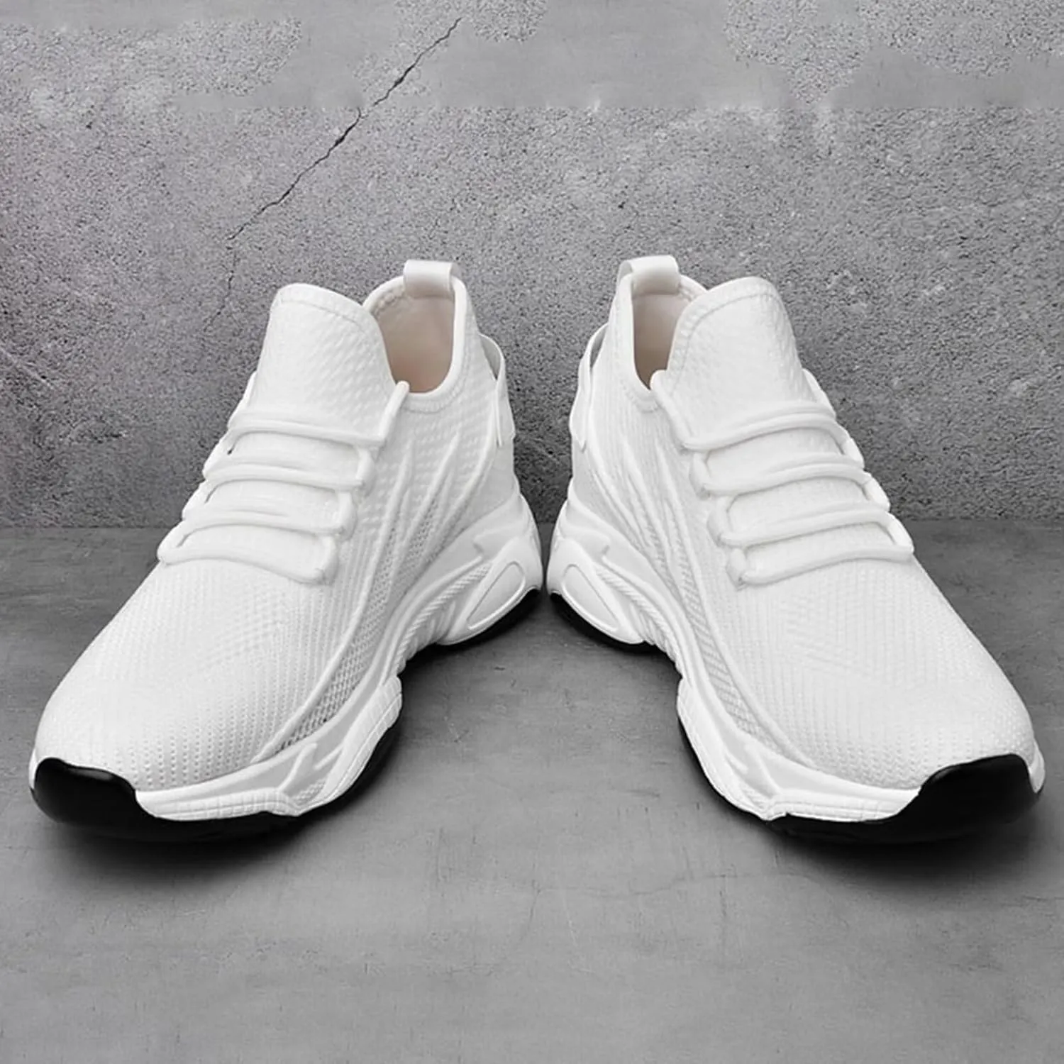 Men's Invisible Height Increasing Elevator Shoes 2.36" Height-Boosting Fashion Casual Sneakers Lace up Fashion Dress Sneakers Breathable Athletic Shoes
