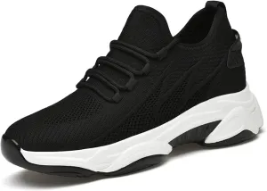Men's Invisible Height Increasing Elevator Shoes 2.36" Height-Boosting Fashion Casual Sneakers Lace up Fashion Dress Sneakers Breathable Athletic Shoes