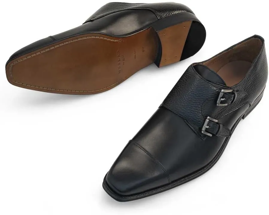 Mezlan - Double Monk Strap - Men's Cap Toe Dress Shoe in Smooth & Textured Calfskin