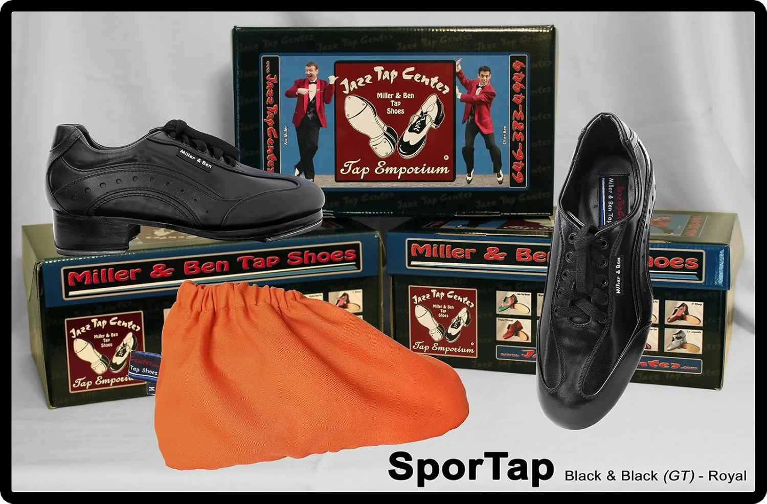 Miller & Ben Tap Shoes, SporTap, Black & Black (GT) Professional Tap Shoes