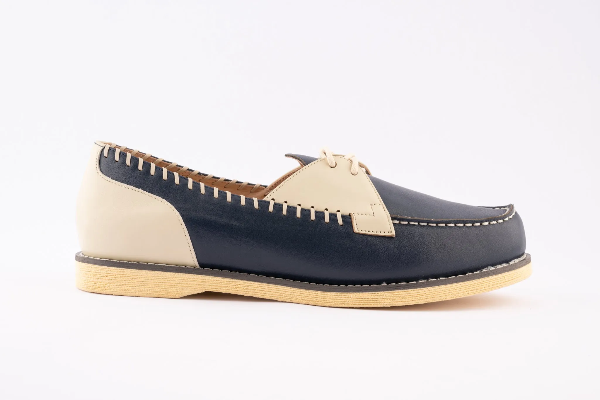 Mitzi - Navy & Cream Leather