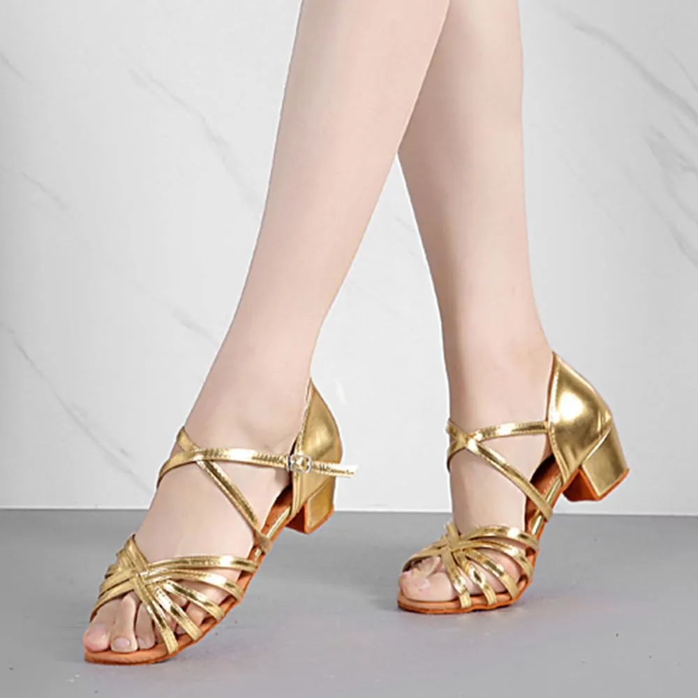 MSMAX Girls Latin Dance Shoe Low Heel Salsa Dancing Sandals for Women