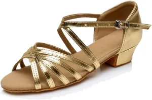 MSMAX Girls Latin Dance Shoe Low Heel Salsa Dancing Sandals for Women