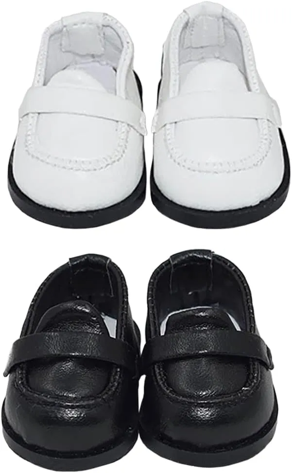 niannyyhouse 7.8in（20cm） Plush Humanoid Doll Stuffed Animals Accessories Leather Shoes Length 5.5cm (White Black)