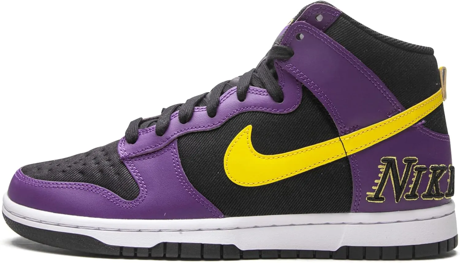 Nike Men's Dunk High EMB Lakers Black/Opti Yellow/Court Purple/Wht (DH0642 001)