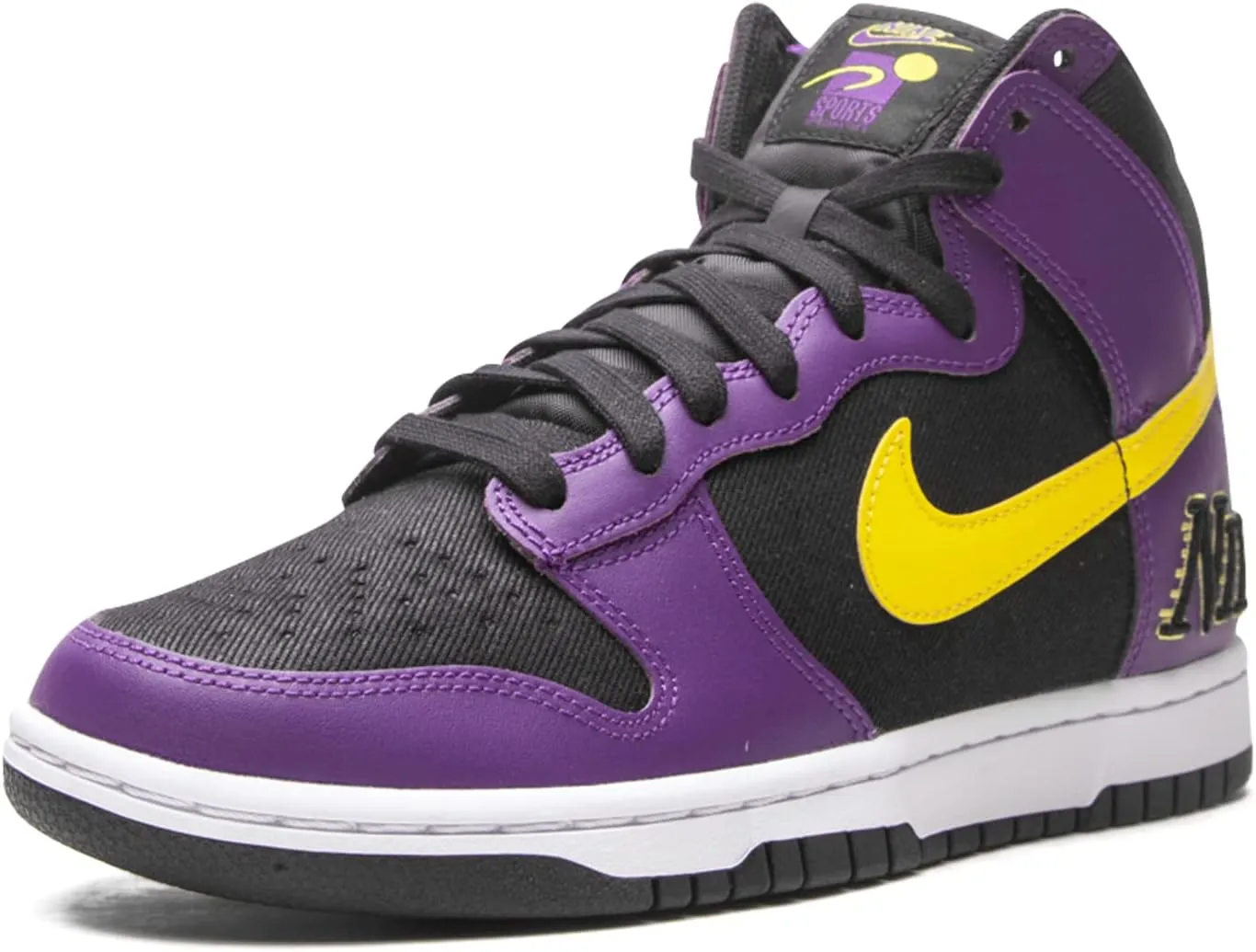Nike Men's Dunk High EMB Lakers Black/Opti Yellow/Court Purple/Wht (DH0642 001)