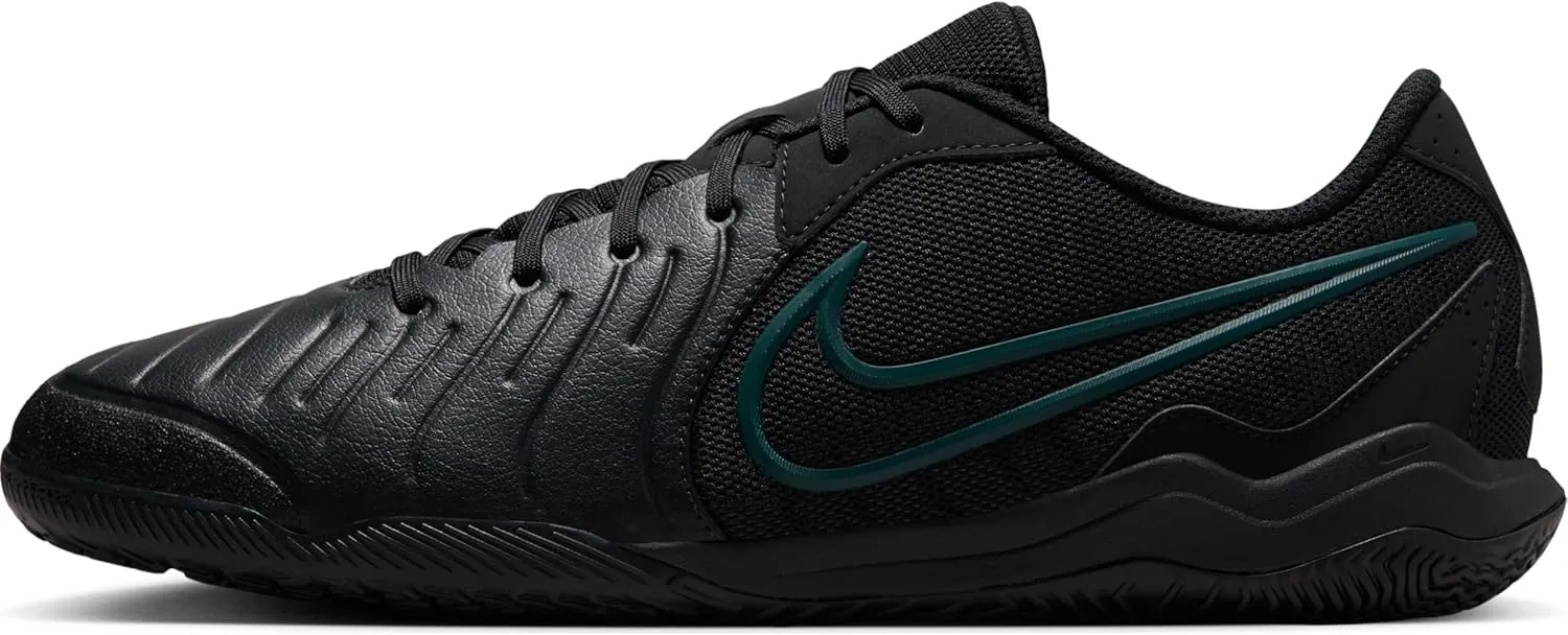 Nike Tiempo Legend 10 Academy Indoor/Court Low-Top Soccer Shoes (DV4341-002, Black/Deep Jungle/Black) Size 8