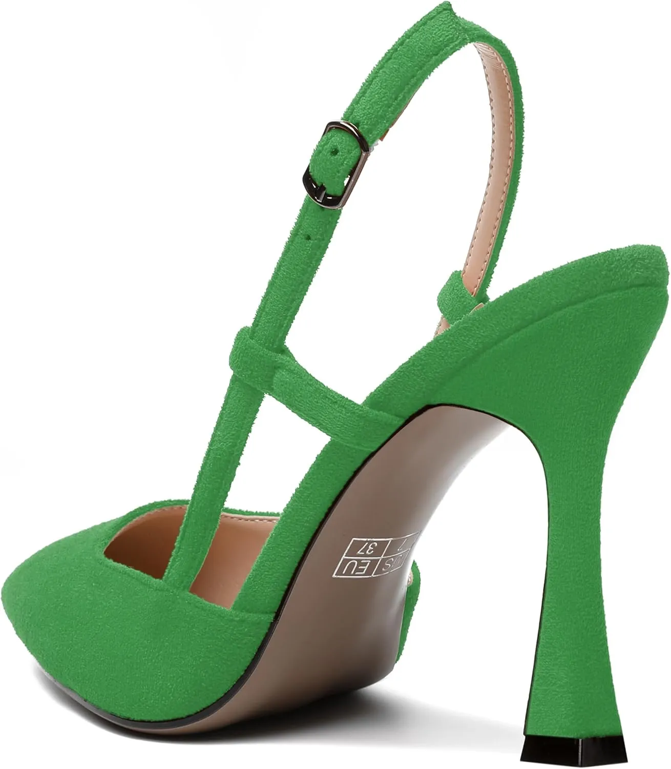NUMALEO Womens Sexy Pointed Toe Suede Buckle Slingback Comfortable Evening Stiletto High Heel Pumps Shoes 4 Inch