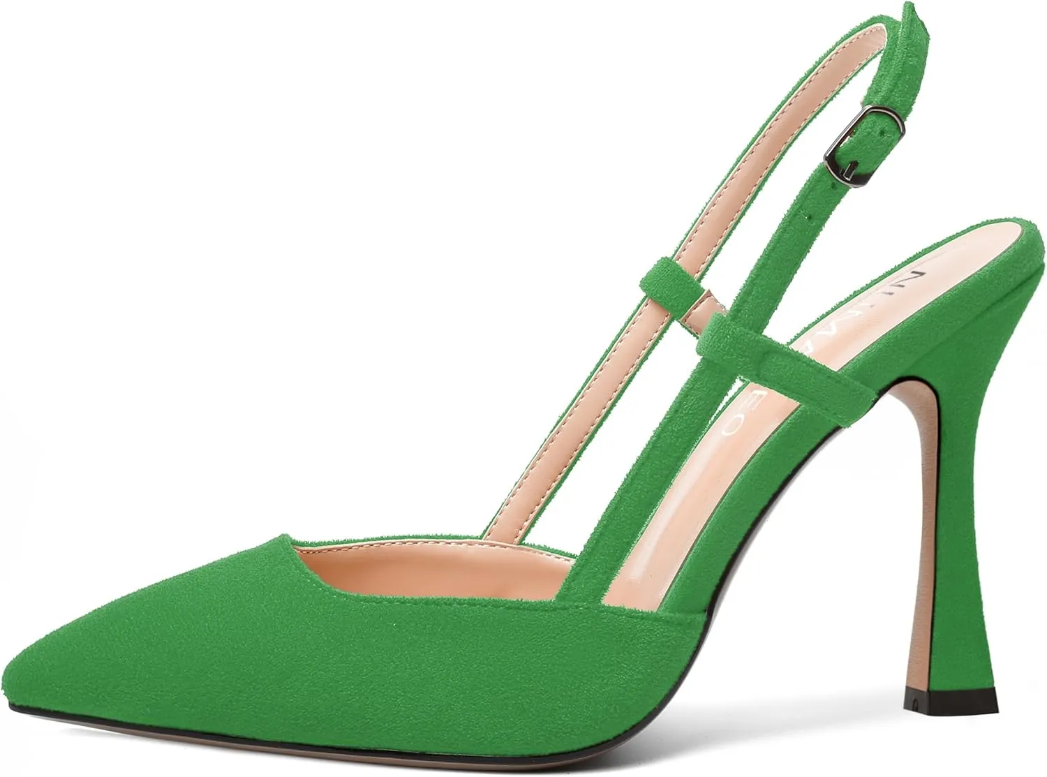 NUMALEO Womens Sexy Pointed Toe Suede Buckle Slingback Comfortable Evening Stiletto High Heel Pumps Shoes 4 Inch