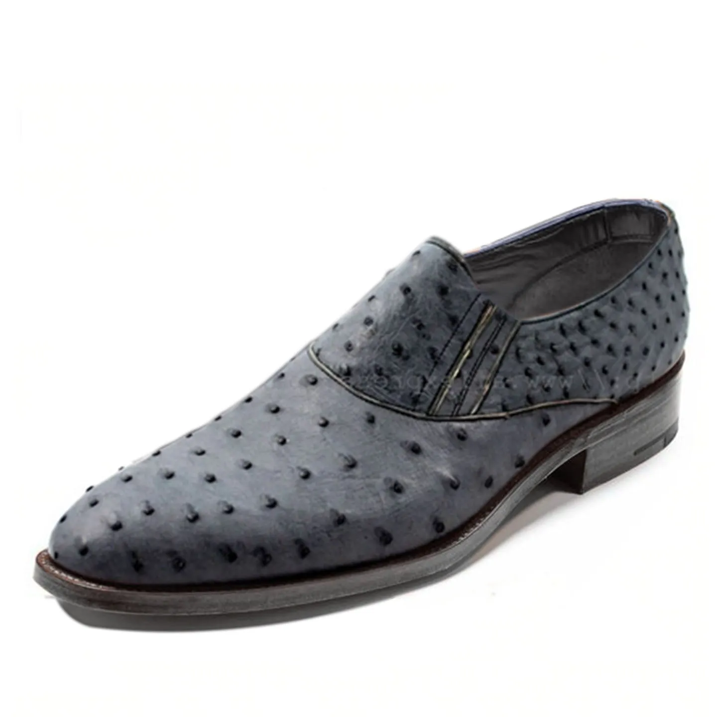 Obeeze Handmade Grey Ostrich Leather Loafer Shoes