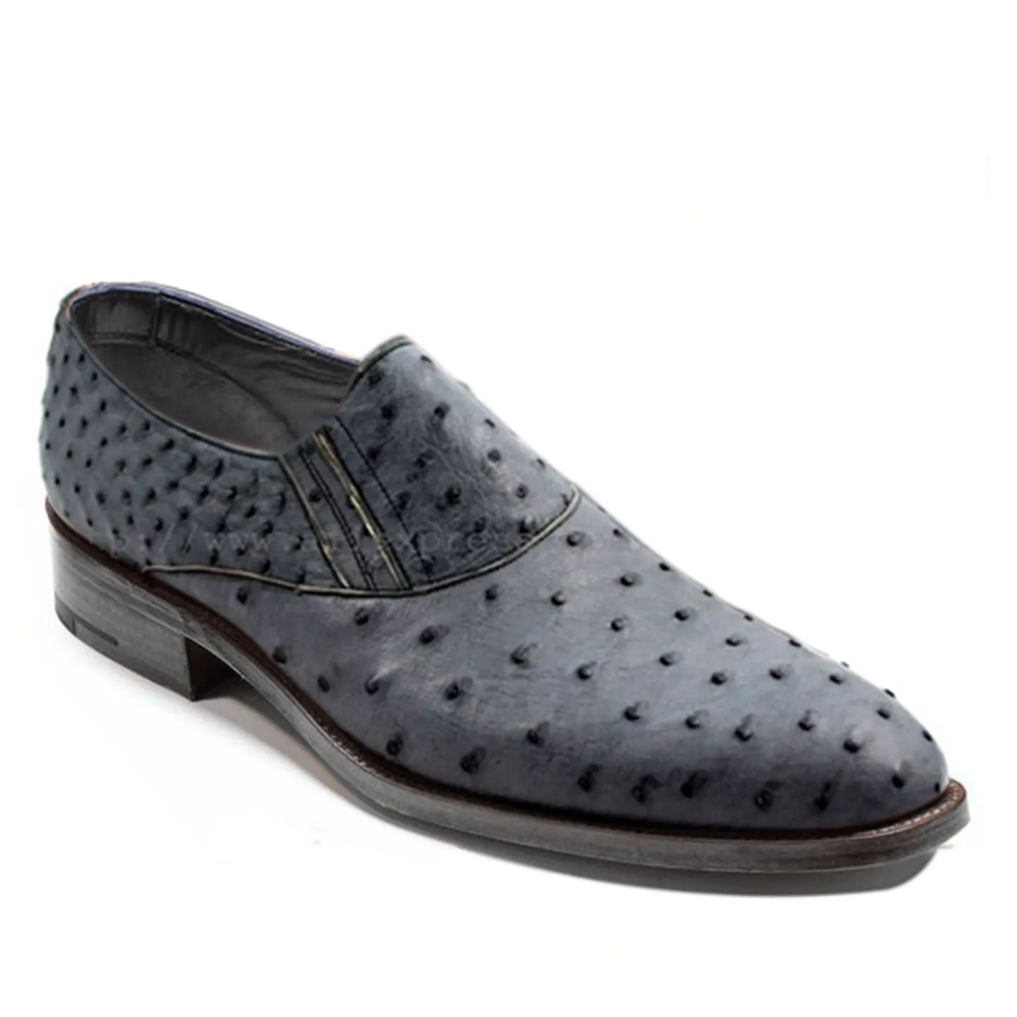 Obeeze Handmade Grey Ostrich Leather Loafer Shoes