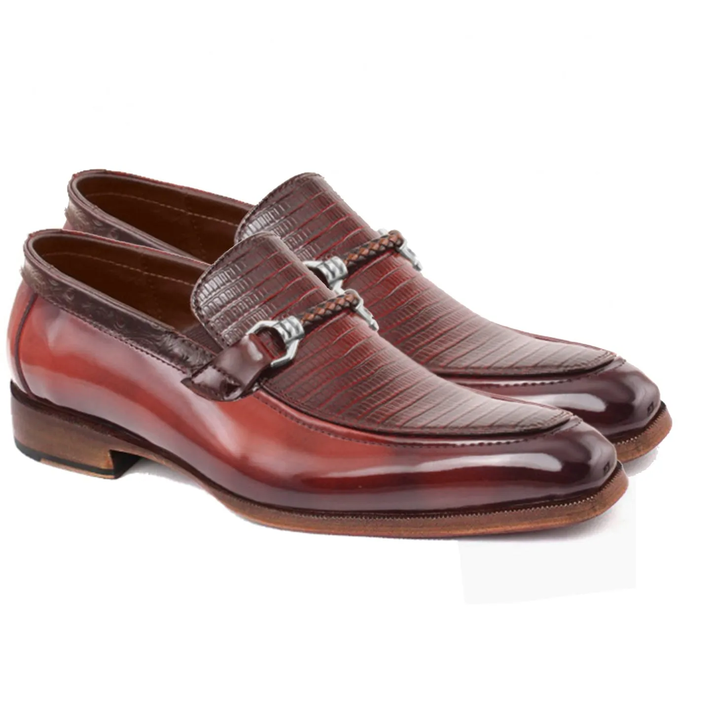 Obeeze Handmade Red Leather Oxford Shoes