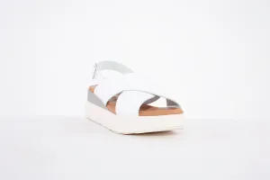 OH MY SANDALS- 4997 PLATFORM WEDGE BUCKLE STRAP FASHION SANDAL - WHITE