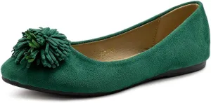 Ollio Women's Shoe Faux Suede Flower Ribbon Ballet Flat