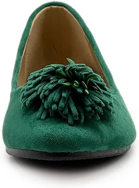 Ollio Women's Shoe Faux Suede Flower Ribbon Ballet Flat