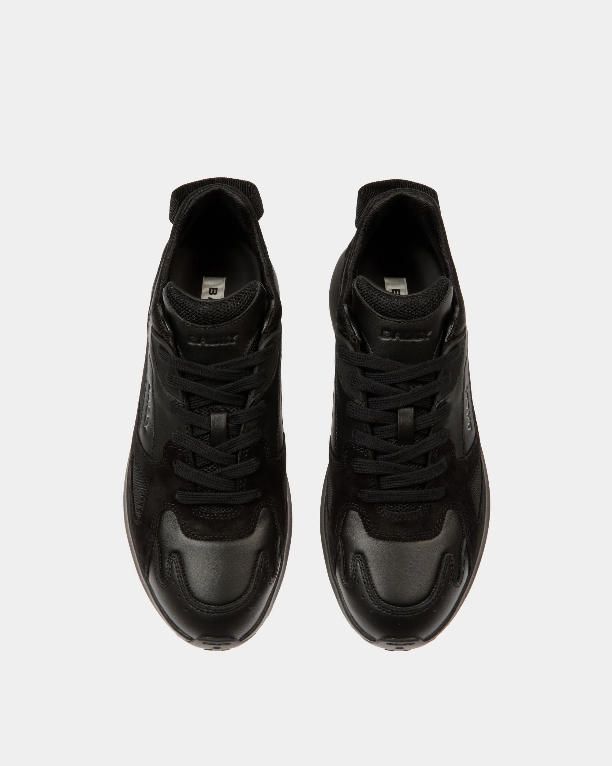 Outline Sneaker in Black Leather and Nylon