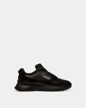 Outline Sneaker in Black Leather and Nylon