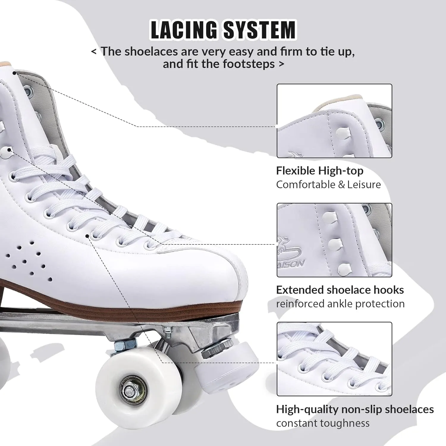 PAPAISON Roller Skates for Women and Men, Deluxe 2 Layer Microfiber Leather Double Row-Classic Roller Skates for Girls, Professional Outdoor Indoor Quad-Skates for Kids & Adults…
