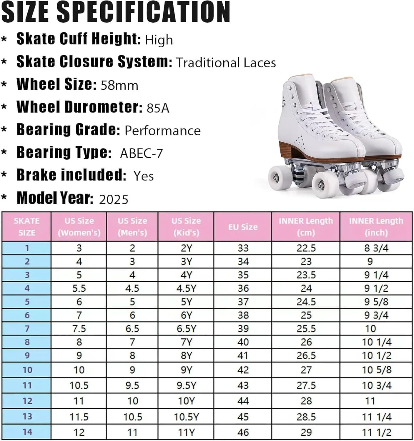 PAPAISON Roller Skates for Women and Men, Deluxe 2 Layer Microfiber Leather Double Row-Classic Roller Skates for Girls, Professional Outdoor Indoor Quad-Skates for Kids & Adults…