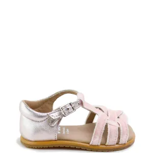 Papanatas Pink Velvet and Silver Baby Sandal