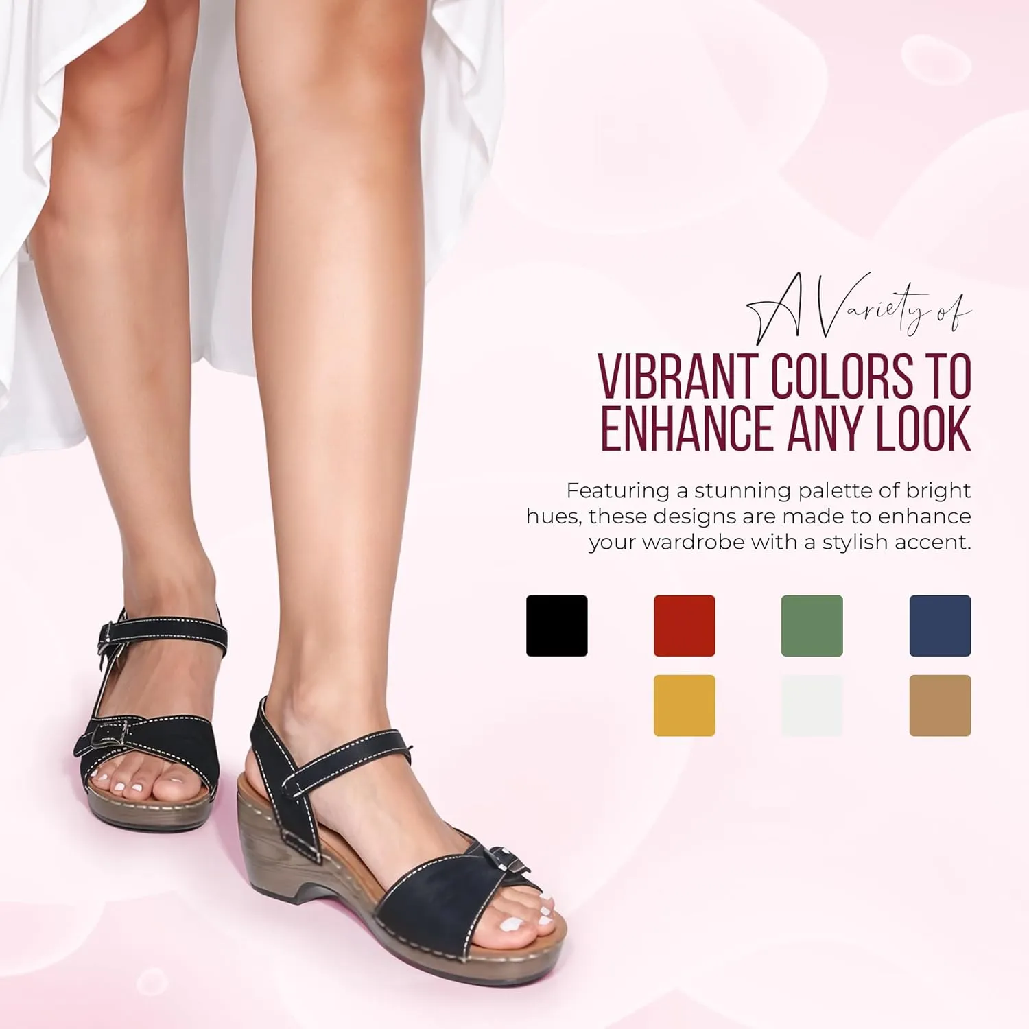 PATRIZIA SHANTAY Wedge Sandals with ankle strap buckle closures - Womens Casuals Sandals for Outdoor
