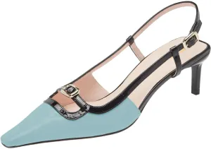 Pazzion Women's Square Toe Stiletto Heeled Slingback Pumps Mid Heel Backstrap Buckle Slip On Sandal Casual Outdoor Dress Shoes Size 4-16 US