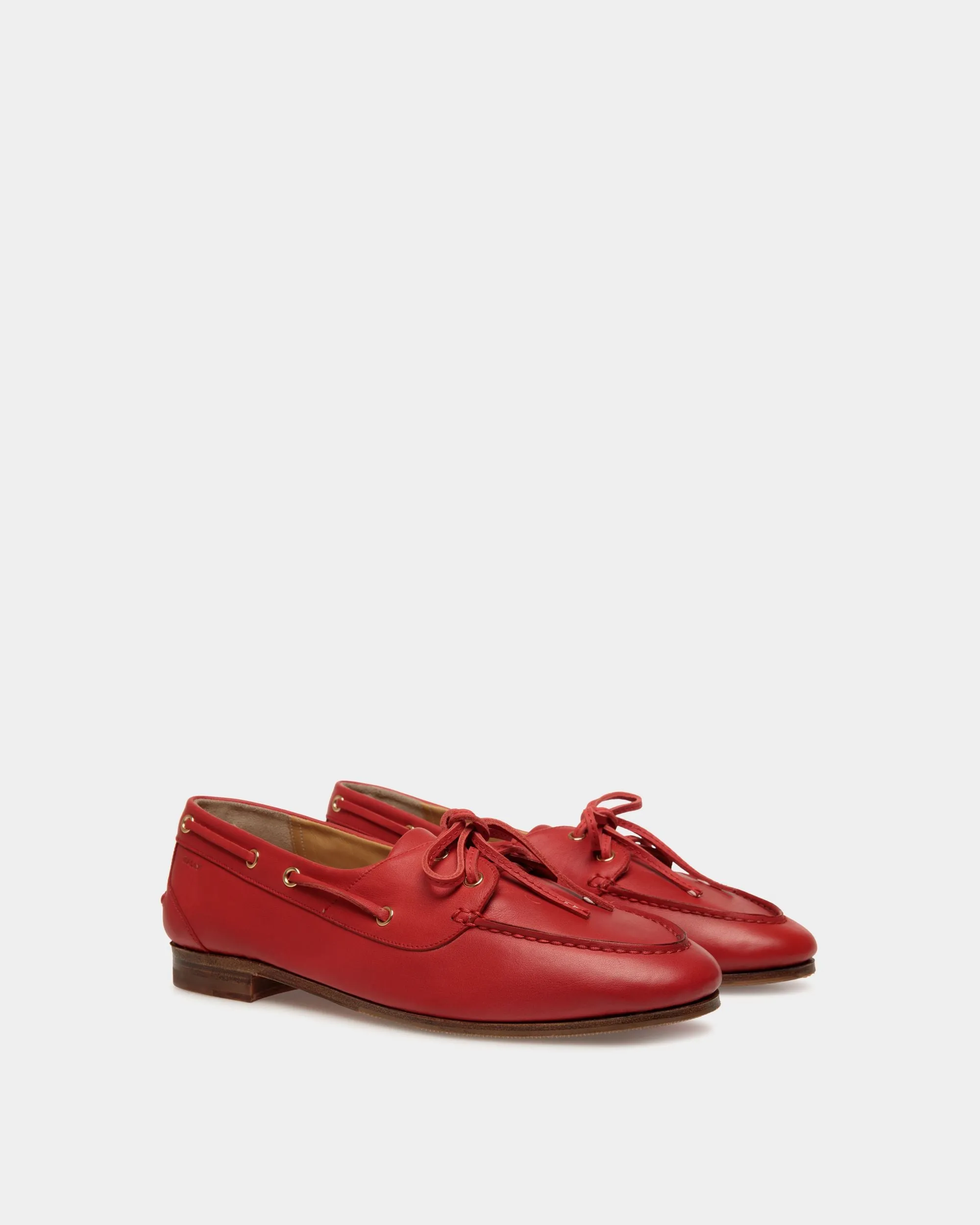 Plume Moccasin in Red Leather