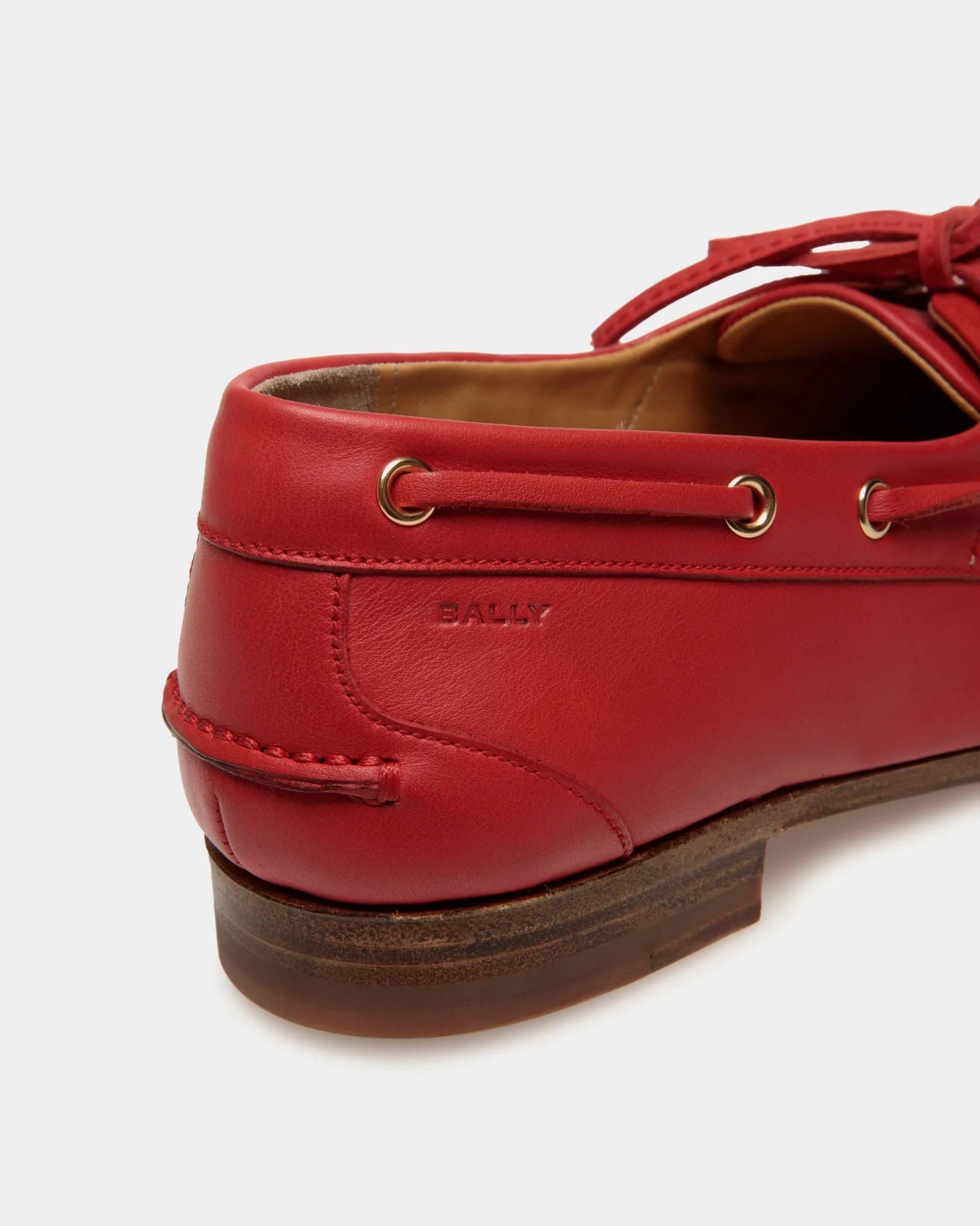 Plume Moccasin in Red Leather
