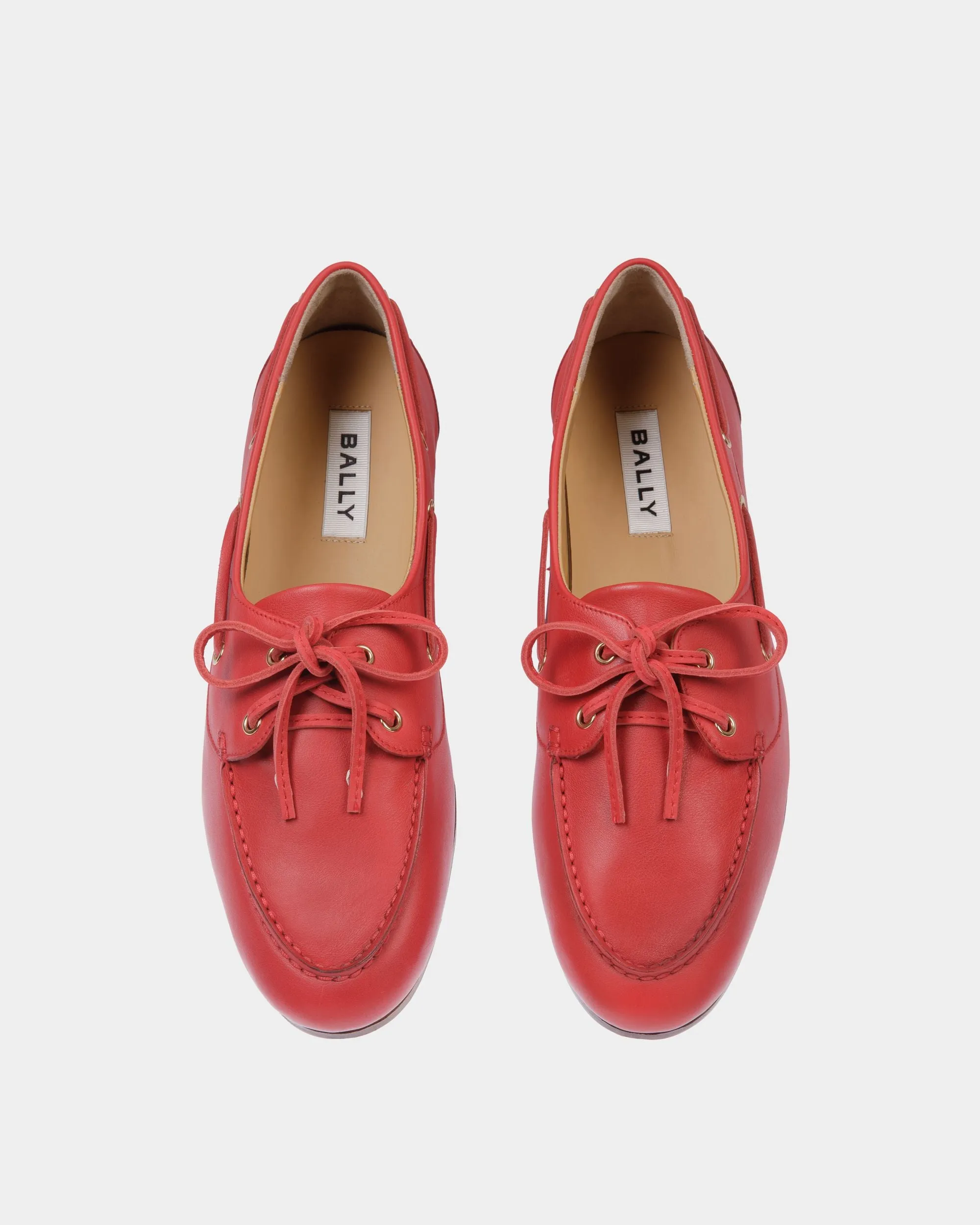 Plume Moccasin in Red Leather