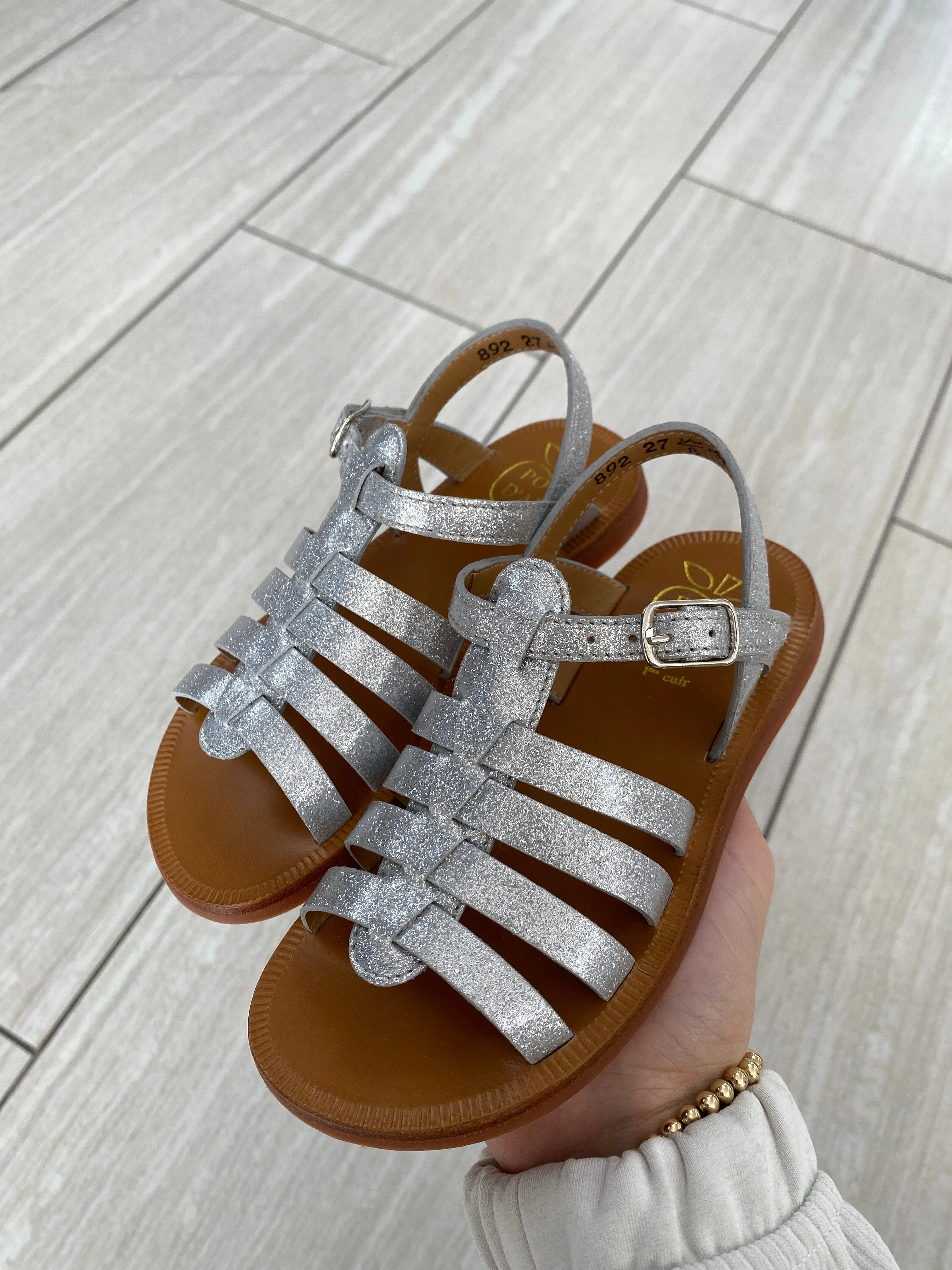 Pom D'Api Silver Glitter Sandal