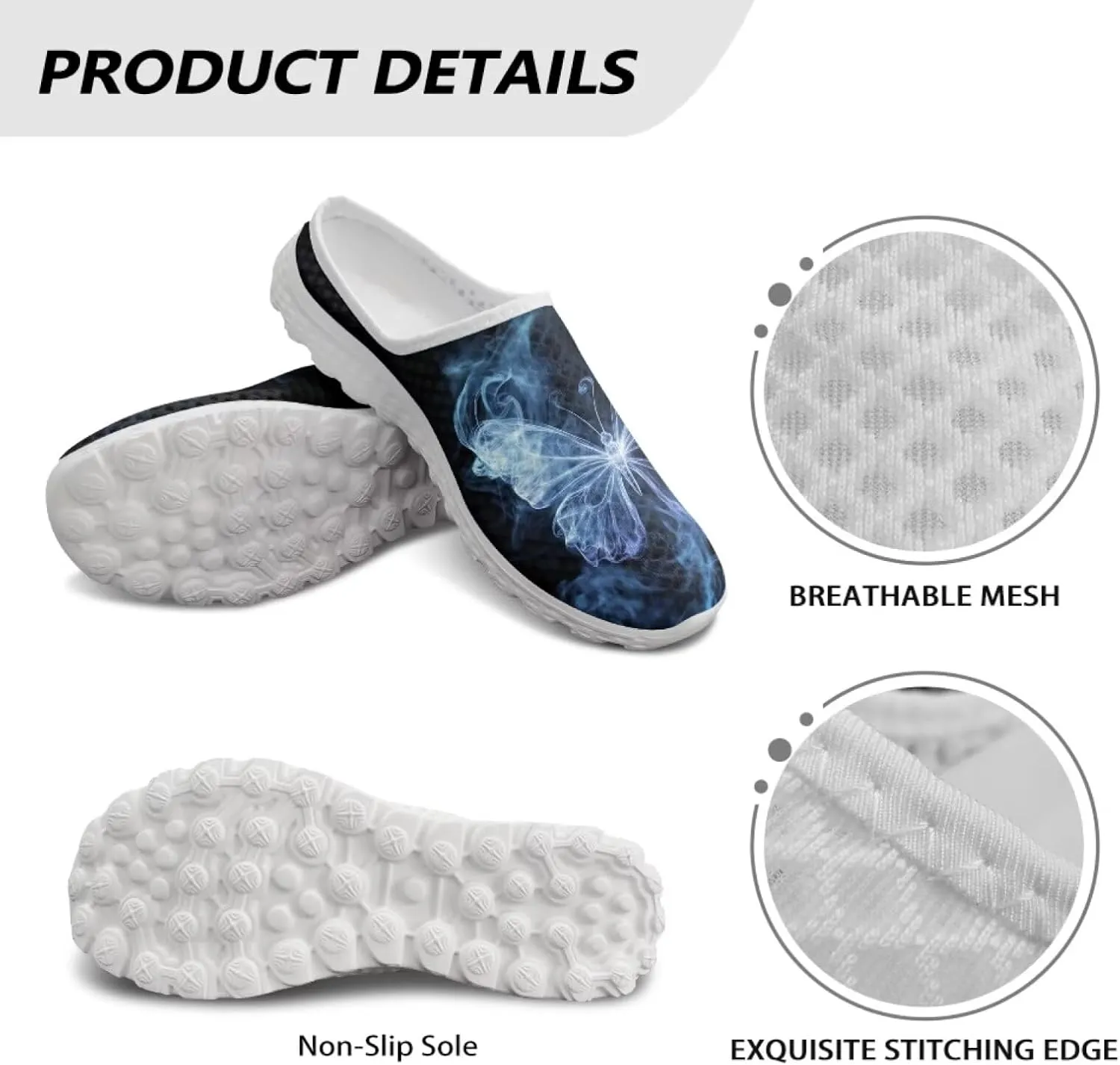 Printed Mules for Women Flats Pointed Toe Loafer Shoes Kint Mesh Clog Slippers Daily Footwear