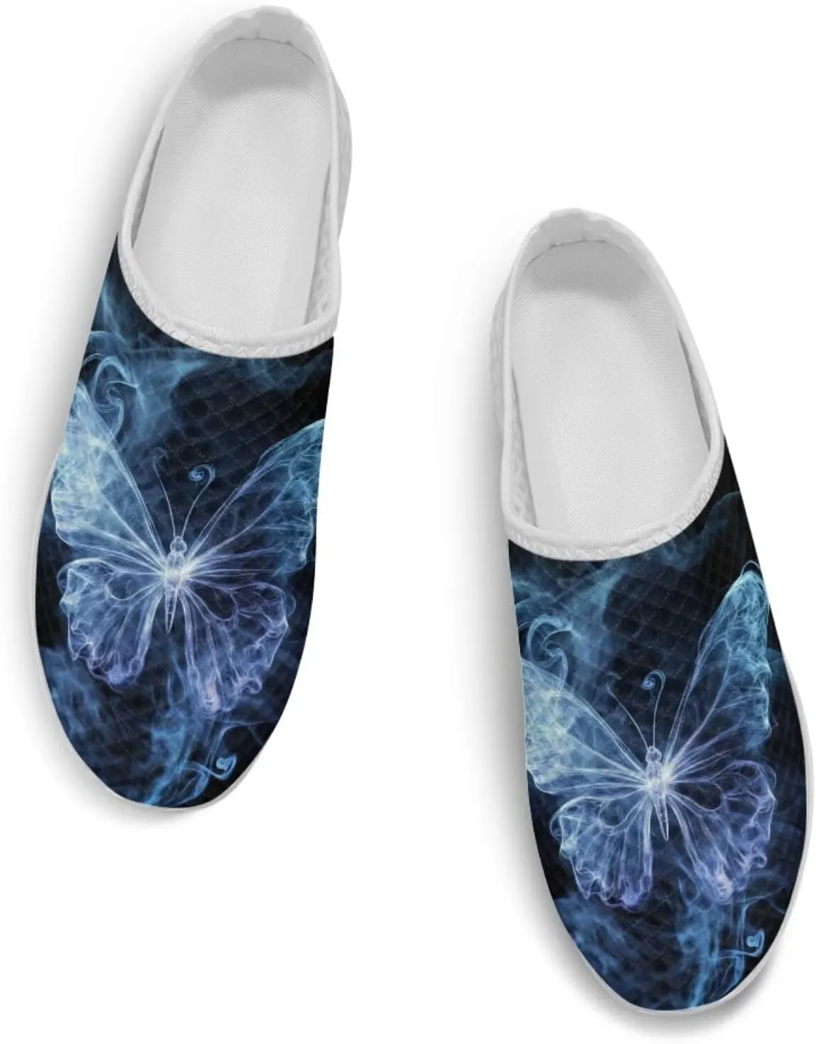 Printed Mules for Women Flats Pointed Toe Loafer Shoes Kint Mesh Clog Slippers Daily Footwear
