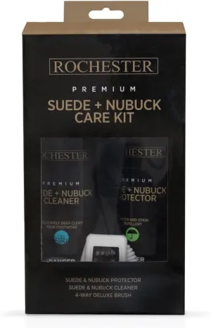 Rochester Premium Suede   Nubuck Care Kit, Shoe Cleaner Assortment with Suede and Nubuck Protector, Cleaner, and 4-Way Deluxe Shoe Brush, Shoe Care Accessories