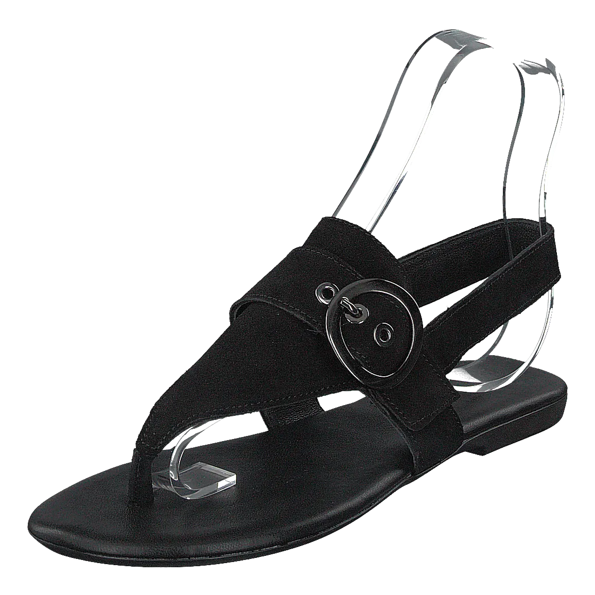 Round Buckle Sandal Black