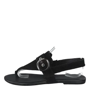 Round Buckle Sandal Black