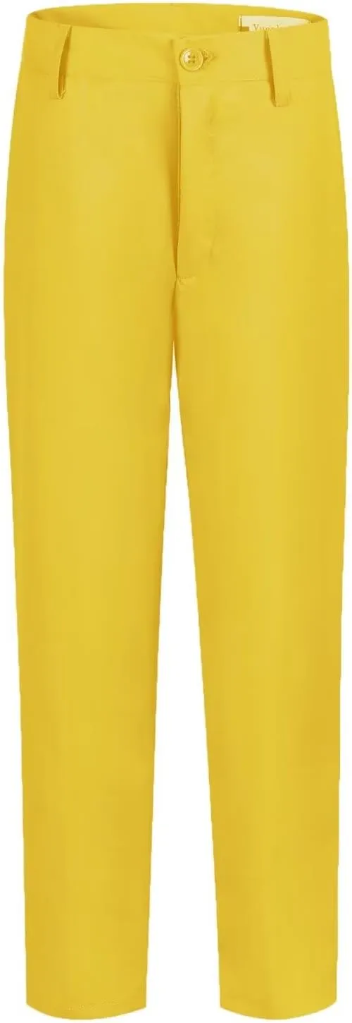 ROZU Boys Dress Pants Flat Front School Uniform Pants for Boys Toddler Kids Formal Belt Loops Boy’s Suit Pants 2T-20